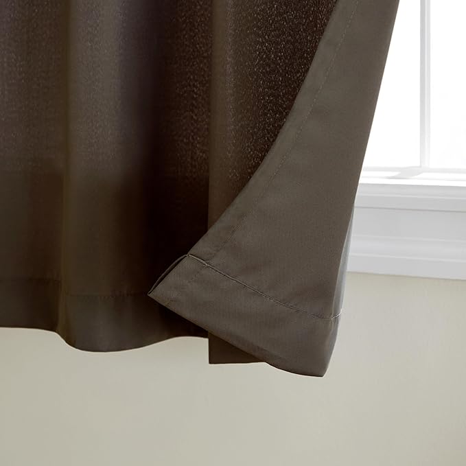TOWN & COUNTRY BASICS Cabana Solid Heavyweight Indoor Outdoor Curtains, Light Filtering Opacity with Grommet Top, Water Repellent, 2-Pack Set, 54"x96", Chocolate