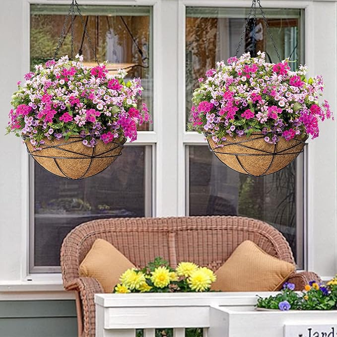 20 Inch Natural Coconut Husk Fiber Liners for planters Round Coco Replacement Liners for Hanging Flower Basket Planter Large Coco Coir Pots for Outdoor Garden Planting – 2 Pack