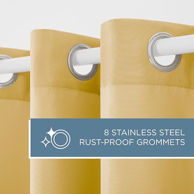 TOWN & COUNTRY BASICS Cabana Solid Heavyweight Indoor Outdoor Curtains, Light Filtering Opacity with Grommet Top, Water Repellent, 2-Pack Set, 54"x84", Sundress Yellow