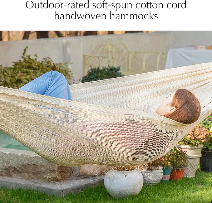 PNAEUT Family Mayan Rope Hammocks for Outside (Nature, XX-Large)