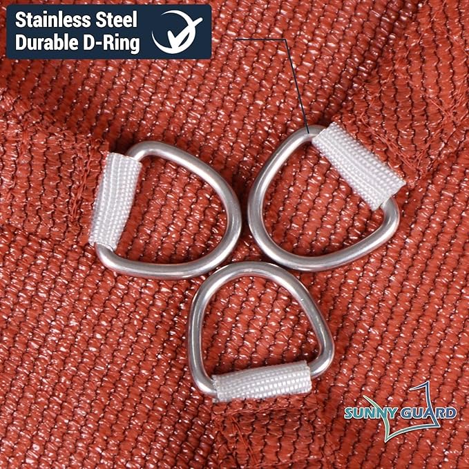 SUNNY GUARD Sun Shade Sail 13'x13'x13' Triangle Terra Red UV Block Sunshade for Backyard Yard Deck Patio Garden Outdoor Activities and Facility(We Make Custom Size)