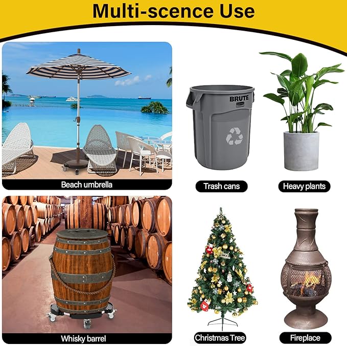 Goovilla Plant Stand with Wheels Heavy Duty, 2Pack Adjustable 15-22 Plant Caddy with Lockable Caster Wheels 440LBS, Rolling Plant Stand/Dolly/Roller for Indoor Outdoor Large Planter, Flower Pot,Black
