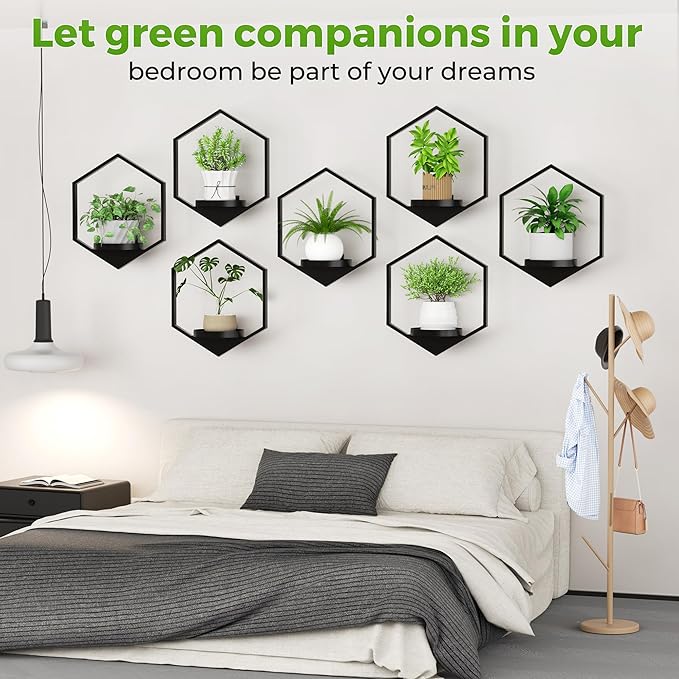 Wall Planters for Indoor Plants 7 Pack, Plant Frames Wall Decor Living Room Plant Stand Hanging Wall Plants Holder to Hold Large Pots Wall Plant Hanger Window Plant Shelves for Outdoor Entryway
