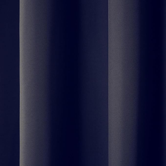 Town & Country Basics Cabana Solid Heavyweight Indoor Outdoor Curtains, Light Filtering Opacity with Grommet Top, Water Repellent, 2-Pack Set, 54"x63", Dark Navy