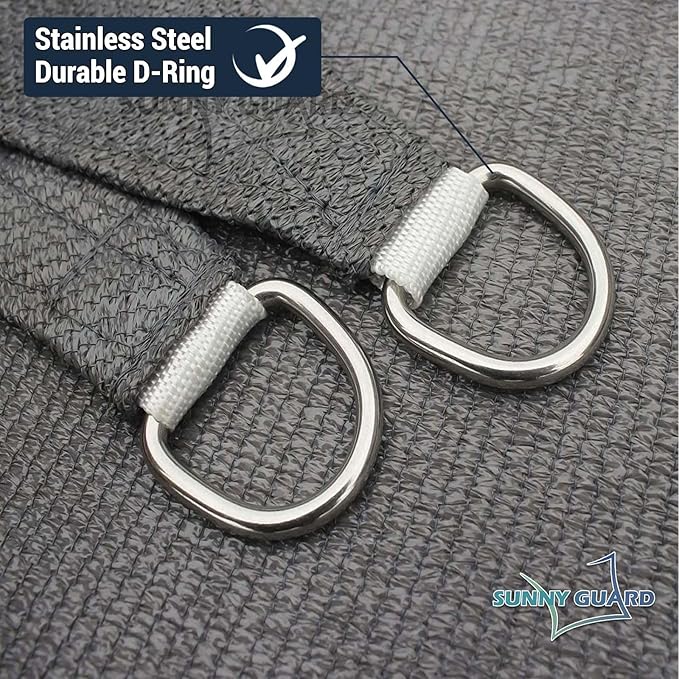 SUNNY GUARD Sun Shade Sail 13' x 16.5' Rectangle Dark Grey UV Block Sunshade for Backyard Yard Deck Patio Garden Outdoor Activities and Facility(We Make Custom Size)
