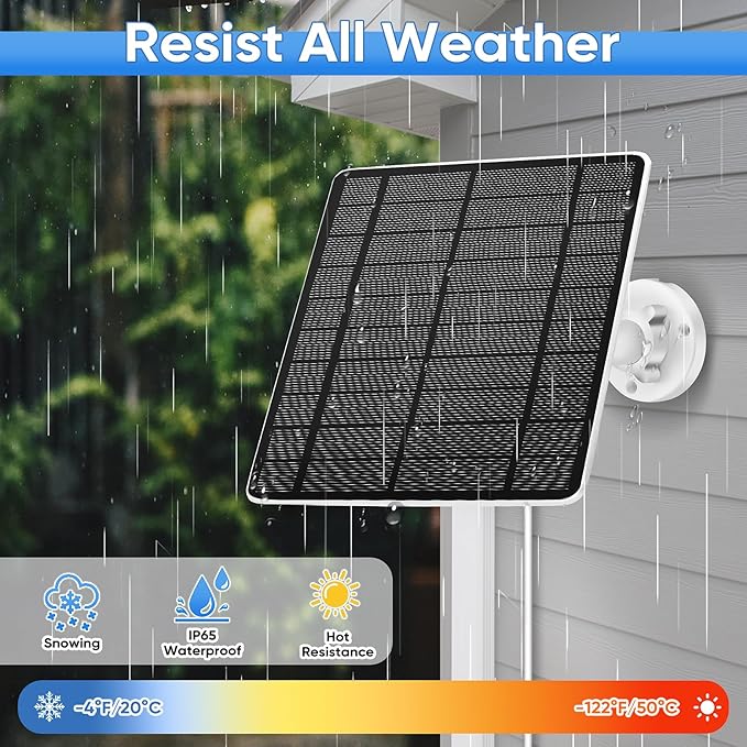 Solar Panel for Ring Camera, 2 Pack 5W Solar Charger Compatible with Spotlight Cam/Pro/Plus & Stick Up Cam Battery, Waterproof, 13ft Long Cable with USB-C to Ring Adapter