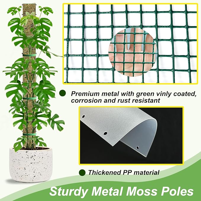 40" Metal Moss Pole, D Shape Sphagnum Moss Pole, Moss Poles for Climbing Plants, Monstera, Indoor Climbing Plants (2Pcs 40")