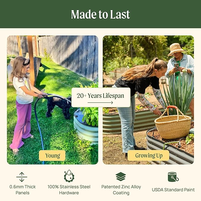 32" Extra Tall Raised Garden Bed Kits, 4 x 8 x 2.7ft Raised Planter Box Outdoor, 2.5 x 9.5 x 2.7ft Deep Root 10 in 1 Modular Metal Raised Beds for Gardening Vegetables Flowers Fruits - Terra Cotta
