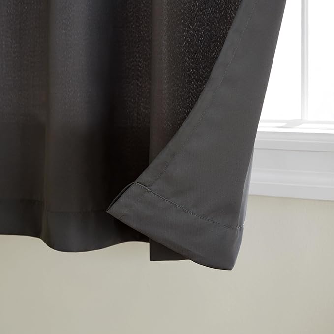 TOWN & COUNTRY BASICS Cabana Solid Heavyweight Indoor Outdoor Curtains, Light Filtering Opacity with Grommet Top, Water Repellent, 2-Pack Set, 54"x96", Charcoal
