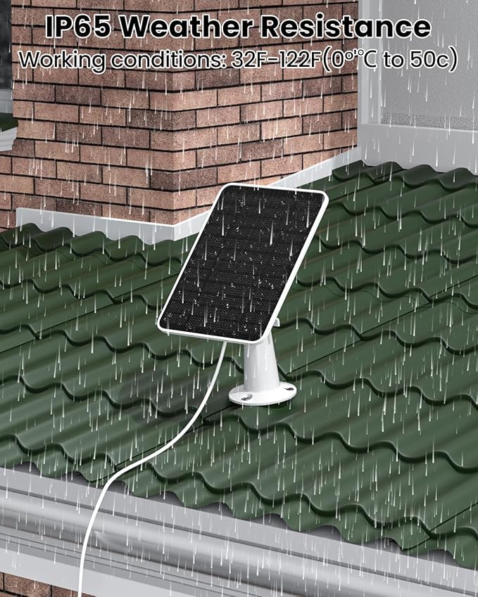 5W Solar Panel Charger Compatible with Arlo Essential 2K Outdoor Camera(2nd Gen)/Essential Outdoor XL(2nd Gen)/Essential Spotlight, IP65 Waterproof 10ft USB-C & Micro USB Cable & Wall Mount, 3 Pack