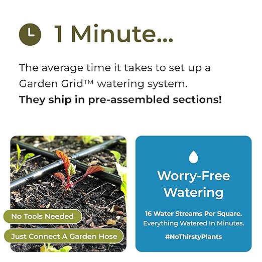 Garden Grid Watering System | Raised Garden Bed Drip Irrigation System – But Better | Pre-Assembled, Waters Every Plant Evenly, 2-Minute Setup | Square Foot Gardening Grid | US-Made (Cornerless, 2x8)