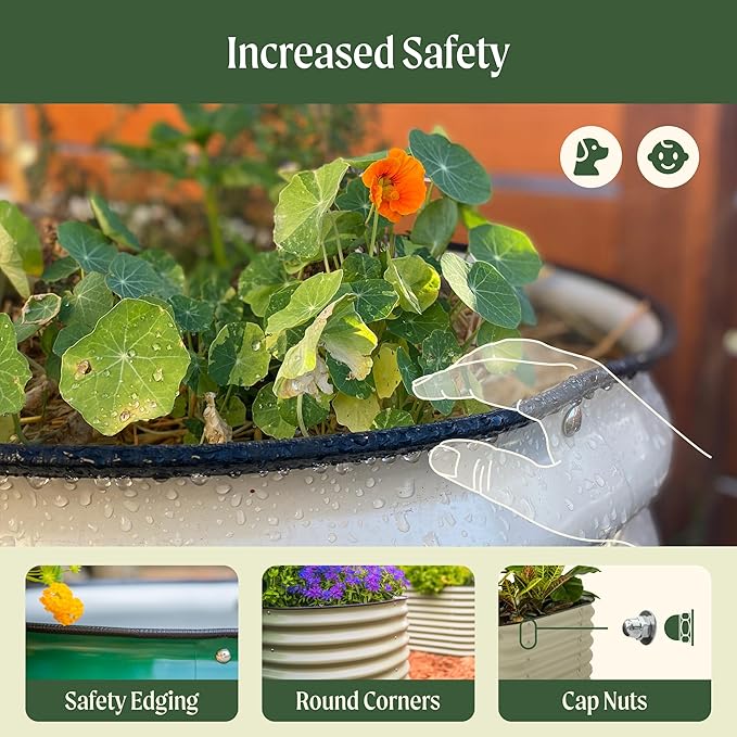 32" Extra Tall Raised Garden Bed Kits, 4 x 8 x 2.7ft Raised Planter Box Outdoor, 2.5 x 9.5 x 2.7ft Deep Root 10 in 1 Modular Metal Raised Beds for Gardening Vegetables Flowers Fruits - Pearl White