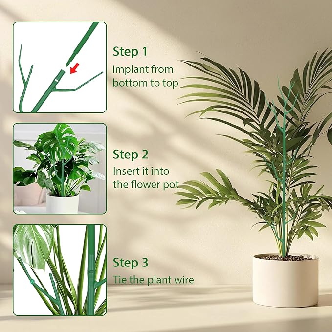 5 Pack Stackable Plant Supports Stakes, Sturdy Garden Trellis for Climbing & Vining Plants, Monstera, Pothos & Philodendron - Reusable Plant Stakes for Indoor & Outdoor Potted Plants