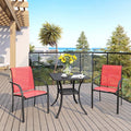 VICLLAX 3 Pieces Patio Dining Set for 2, Outdoor Furniture Set Includes 1 Small Patio Table and 2 Stackable Patio Sling Chairs, Patio Bistro Set for Outsides, Black Table and Red Chairs