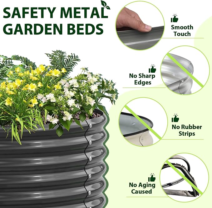 A ANLEOLIFE 6-Pack 4X4 & 6X3 & 6X2 Deep Root Galvanized Raised Garden Beds Outdoor for Planting Vegetables Flowers Herb,Quartz Grey