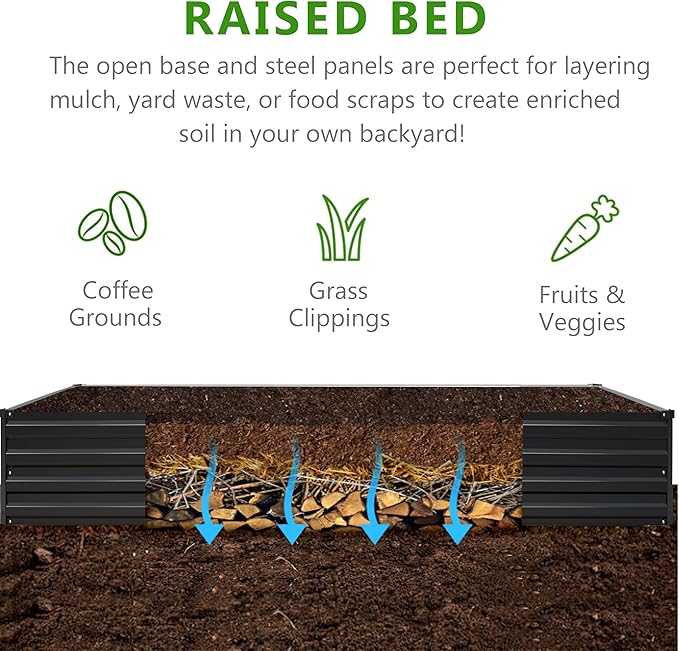 2PCS 9x3x1ft Galvanized Raised Garden Bed Kit,Metal Planter Box for Vegetables,Flowers,Herbs Durable Rust-Resistant Patio Gardening Beds,Black