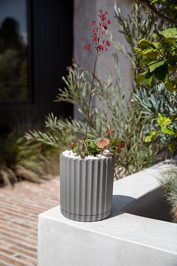 Veradek Demi Series Demi 6" Planter w/Tray, Grey