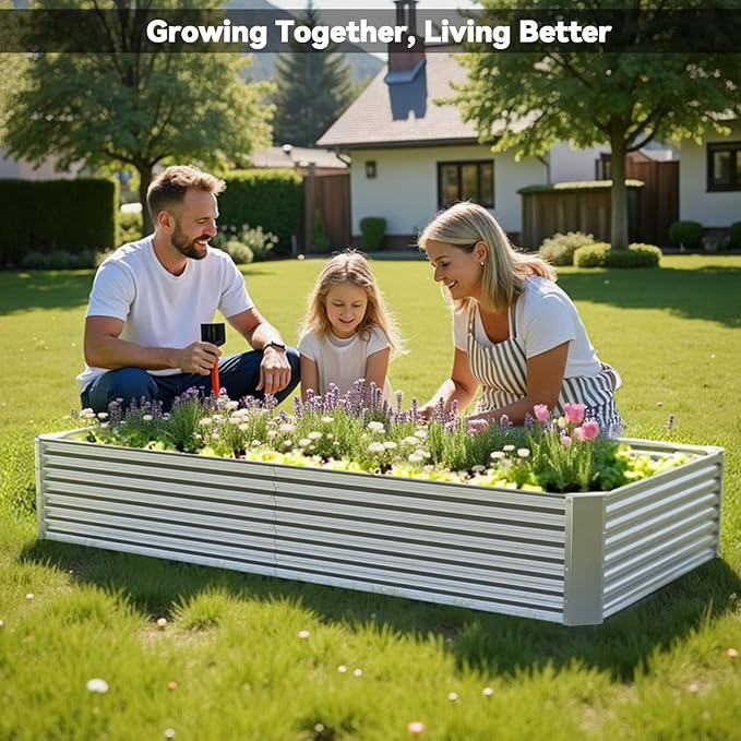 3 Pack 6x3FT Raised Beds for Gardening, Corrugated Galvanized Steel Raised Garden Bed, Outdoor Metal Above Ground Garden Bed for Vegetables and Flowers(Rectangular)