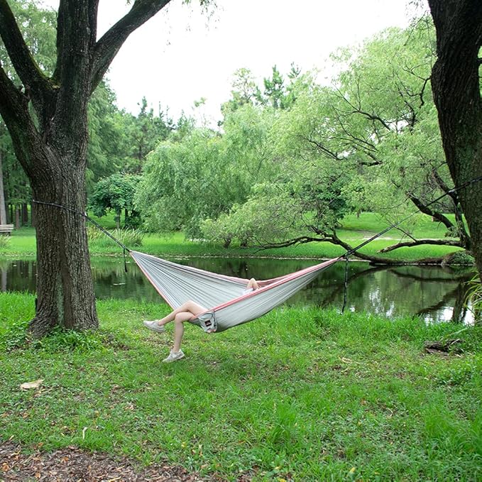 Camping Hammock, Super Lightweight Portable Parachute Hammock with Two Tree Straps Single or Double Nylon Travel Tree Hammocks for Camping Backpacking Hiking