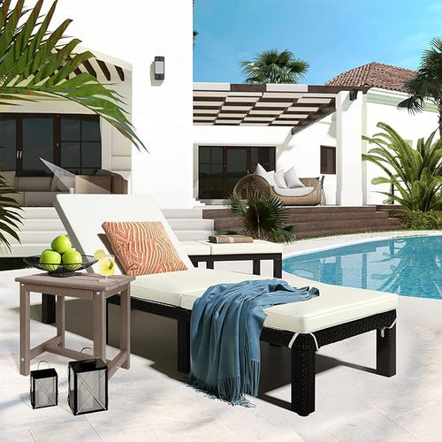 Adirondack Square Side Table,one-Tier Outdoor end Table, Patio Side Table for Pool,Porch,Backyard,Relaxing Companion (Teak)