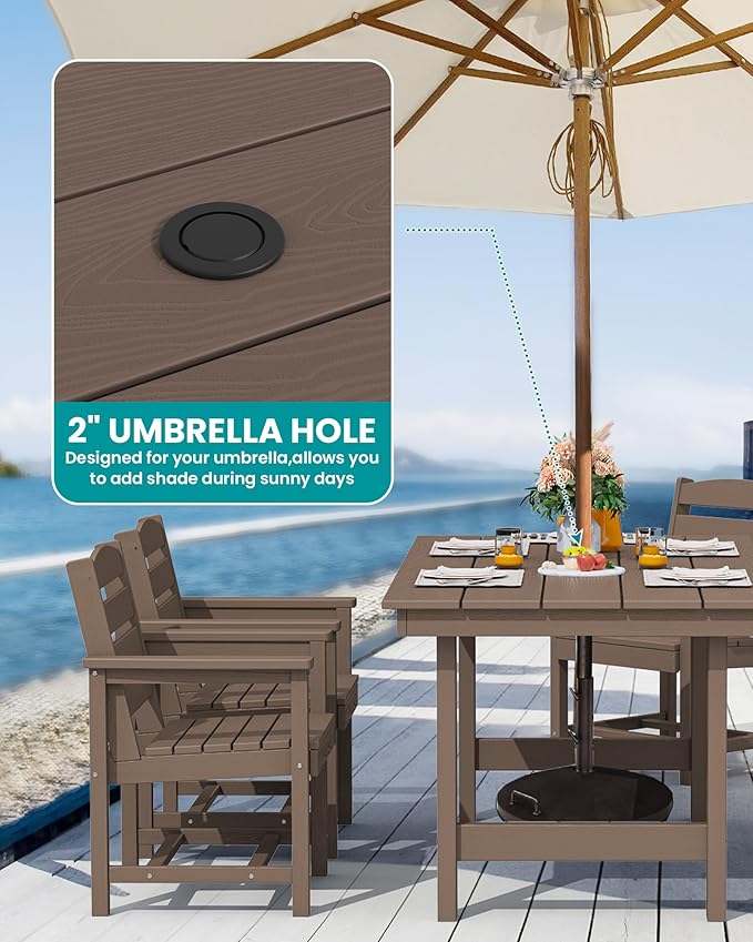 SERWALL Patio Dining Sets for 10 Person, HDPE Dining Set with 2 Tables, 8 Armless Chairs and 2 Armed Dining Chairs, Coffee