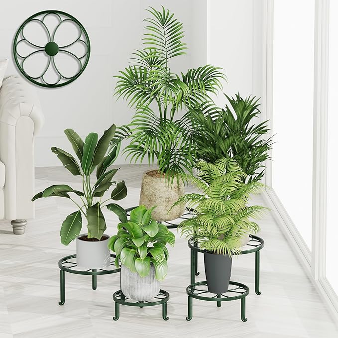 5 Pack Plant Stand for Flower Pot Heavy Duty Potted Holder Home,Round Plant Holder for Flower Pot, Metal Rustproof Iron Garden Container Supports Rack for Planter