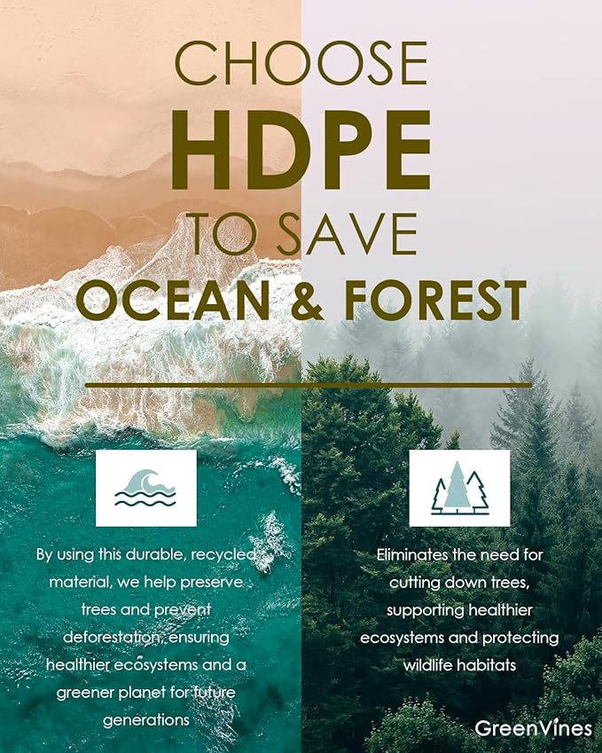 GREENVINES 7-Piece Outdoor Dining Set | HDPE | Patio Table and Chairs Sets for 6 | Patio Furniture | All Weather | Umbrella Hole | Grey | for Backyard Poolside Garden