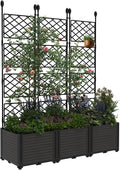 IDEALHOUSE 3 PCS Raised Garden Bed with Trellis, 50" W×63" T Plastic Planter Box with Privacy Screen, Sturdy Lightweight Vertical Garden for Climbing Plants Patio Balcony Backyard