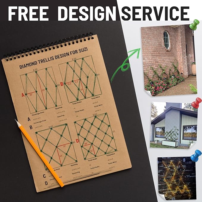 Wire Trellis for Climbing Plants Outdoor, 12 pcs Wall Wire Trellis Kit, T316 Stainless Steel Wall Trellis Kit Espalier Cable Trellis System (Hubs Only, Without Cable)
