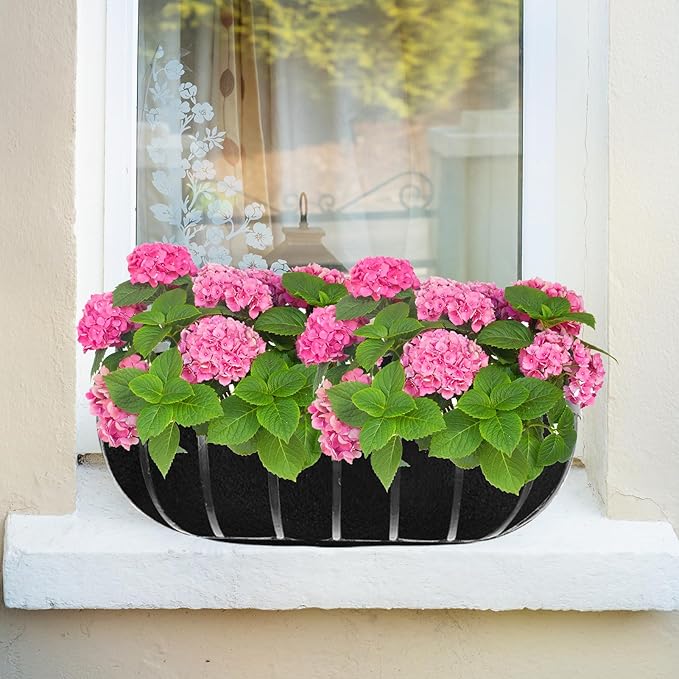 2PCS 36Inch Upgraded Planter Basket Liners Fabric Window Box Liners Felt Trough Planter Liner Black Flower Basket Liner Non-Woven Hanging Plant Liner for Planters Garden Fence - Avoid Bird Nesting