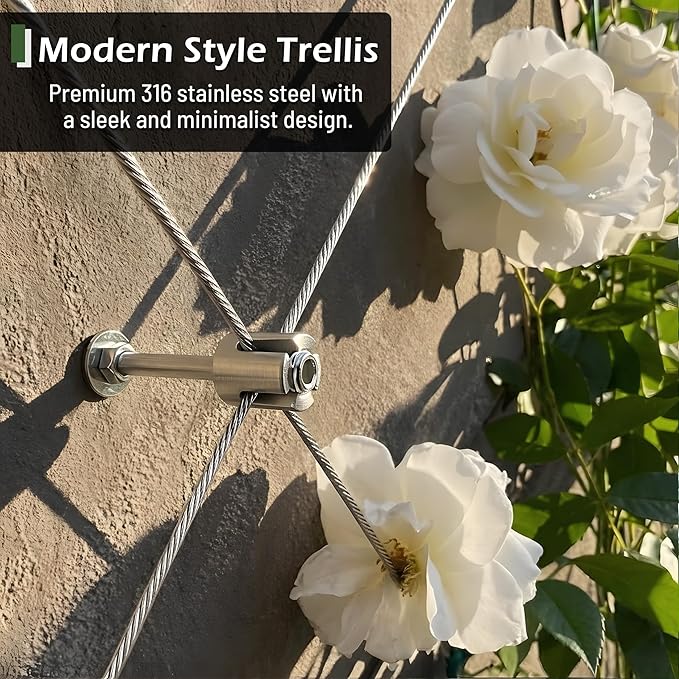 Wire Trellis for Climbing Plants Outdoor, 30-Set Wall Trellis Kit, T316 Espalier System for Fence and Garden DIY Projects (Hubs Only, Without Cable)