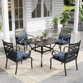Sophia and William Outdoor Patio Dining Set for 4, Outdoor Table and Chairs, Removable Seat Cushions, Black 37" Patio Dining Table,Blue