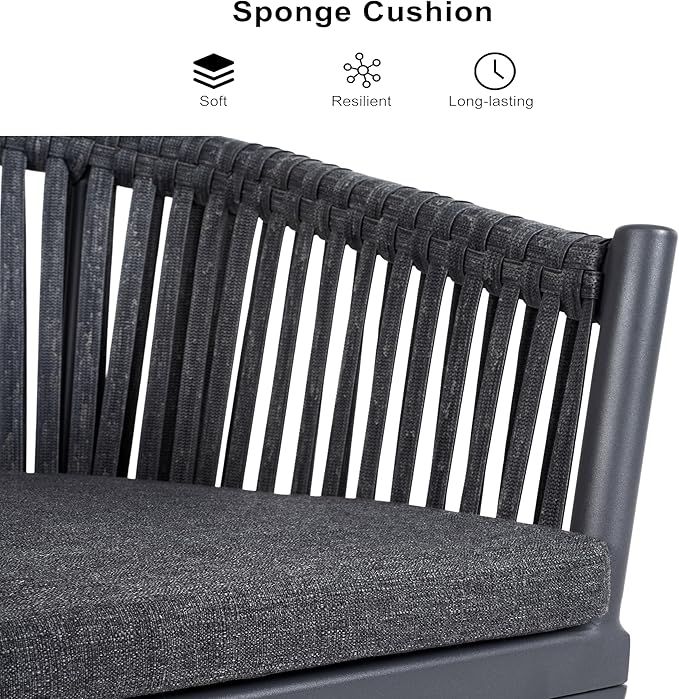PURPLE LEAF 16 Pieces Outdoor Dining Set with Patio Aluminium Dining Table and Wicker Chairs Modern Furniture Cushions Sets for Backyard Indoor Decor Kitchen Gray