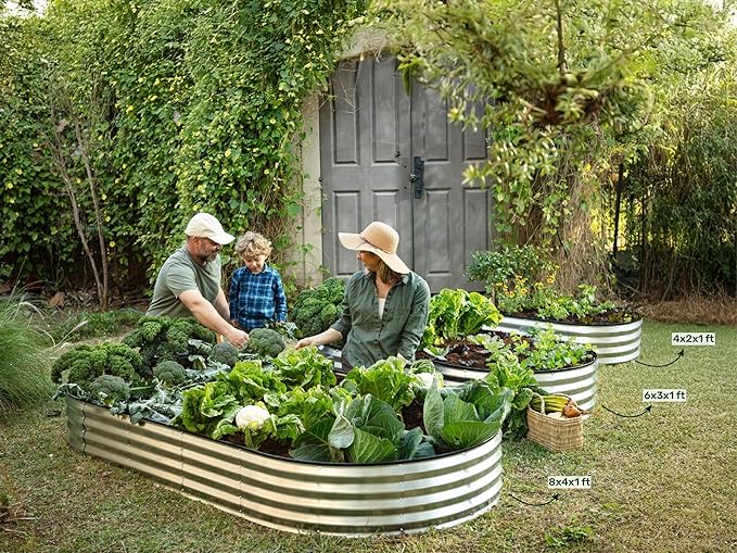 Plant & Plot Galvanized Raised Garden Beds Outdoor // 8×4×1 ft (2-Pack) Planter Raised Beds for Gardening, Vegetables, Flowers // Large Metal Garden Box // Patented Tool-Free Design (Turquoise)