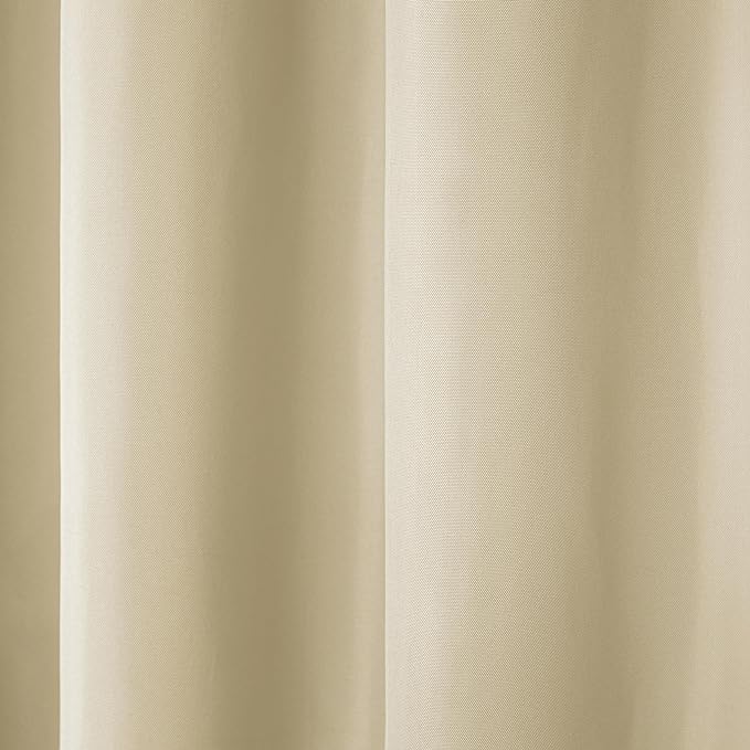 TOWN & COUNTRY BASICS Cabana Solid Heavyweight Indoor Outdoor Curtains, Light Filtering Opacity with Grommet Top, Water Repellent, 2-Pack Set, 54"x96", Natural