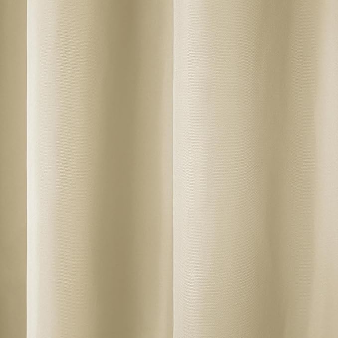 TOWN & COUNTRY BASICS Cabana Solid Heavyweight Indoor Outdoor Curtains, Light Filtering Opacity with Grommet Top, Water Repellent, 2-Pack Set, 54"x120", Natural