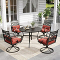 Sophia and William Swivel Outdoor Patio Dining Set for 4, Outdoor Table and Chairs, Removable Seat Cushions, Black 42" Round Patio Dining Table,Red