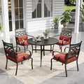 Sophia and William Outdoor Patio Dining Set for 4, Outdoor Table and Chairs, Removable Seat Cushions, Black 42" Round Patio Dining Table,Red