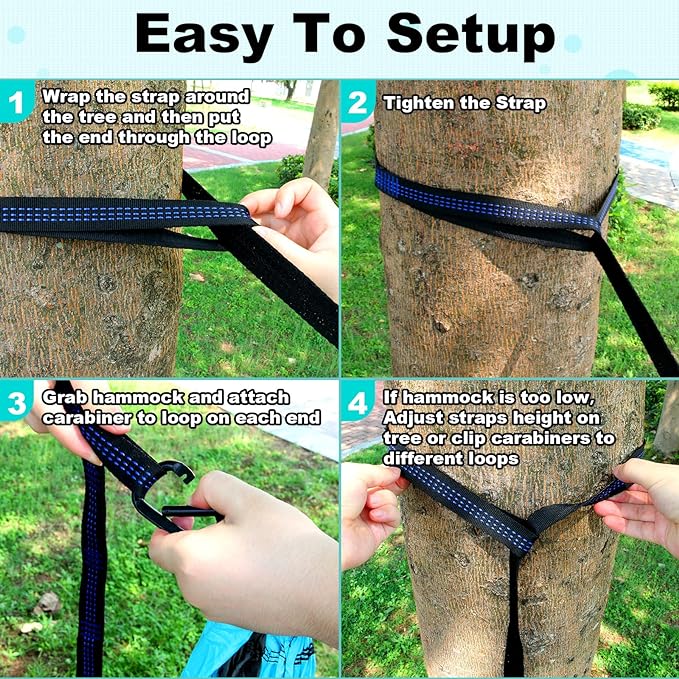 SZHLUX Camping Hammock Double & Single Portable Hammocks with 2 Tree Straps, Great for Hiking,Backpacking,Hunting,Outdoor,Beach,Camping