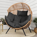 Shintenchi Wicker Egg Chair,Outdoor Indoor Rocking Chair,Large PE Rattan Rocking Chair with Cushion for Patio, Balcony, Backyard, Garden,Deep Grey