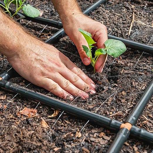 Garden Grid Watering System | Raised Garden Bed Drip Irrigation System – But Better | Pre-Assembled, Waters Every Plant Evenly, 2-Minute Setup | Square Foot Gardening Grid | US-Made (Cornerless, 2x8)