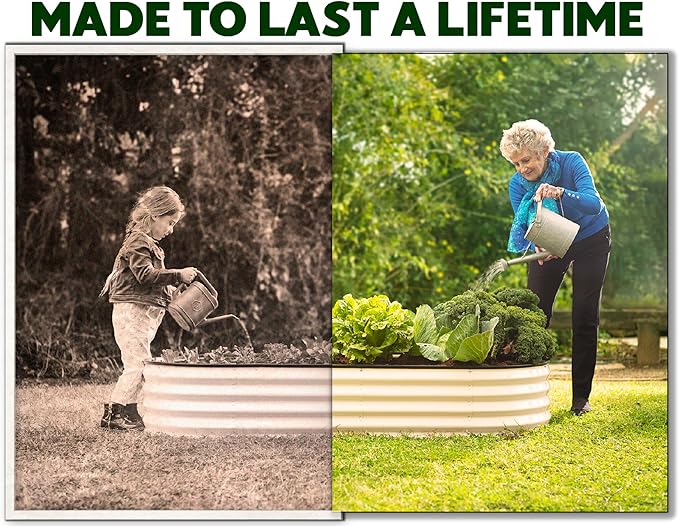 Plant & Plot Galvanized Raised Garden Beds Outdoor // 6×3×1 ft Planter Raised Beds for Gardening, Vegetables, Flowers // Large Metal Garden Box // Patented Tool-Free Design (White)