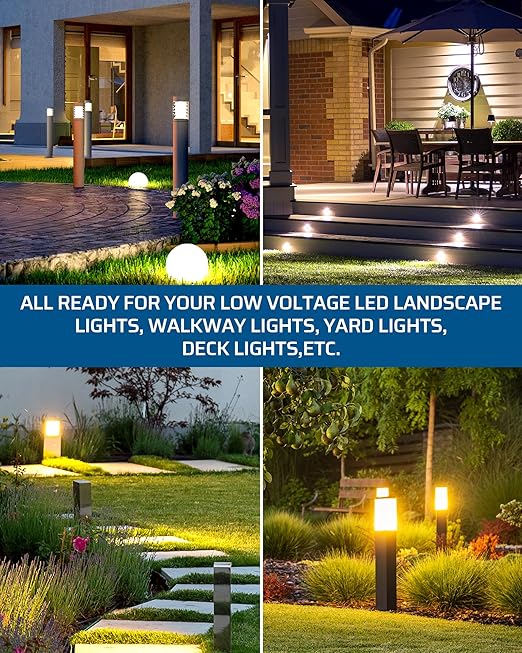 DEWENWILS 150W Low Voltage Landscape Lighting Transformer, 120V to 12/15V AC, Metal Shield, Outdoor Low Voltage Landscape Transformer, Photocell & Timer, Landscape Lighting Transformer