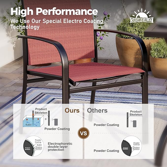 Patio Dining Set 9 PCS, 8 Stable Outdoor Dining Chairs with Rectangular Dining Table, Patio Table and Chairs Set for Lawn,Garden,Deck and Backyard