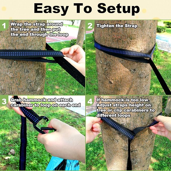 SZHLUX Camping Hammock Double & Single Portable Hammocks with 2 Tree Straps, Great for Hiking,Backpacking,Hunting,Outdoor,Beach,Camping