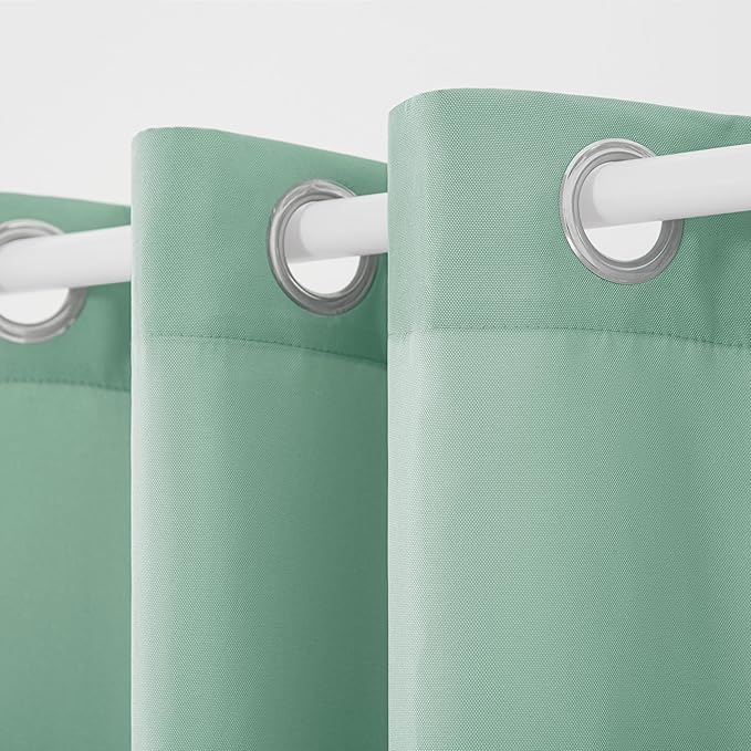 TOWN & COUNTRY BASICS Cabana Solid Heavyweight Indoor Outdoor Curtains, Light Filtering Opacity with Grommet Top, Water Repellent, 2-Pack Set, 54"x120", Seafoam