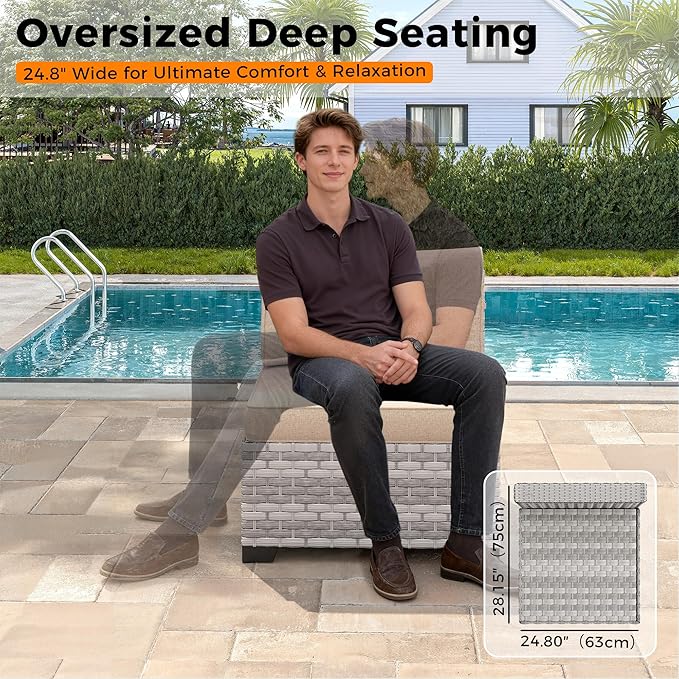 10-Seat Modern Patio Furniture Set with Swivel Rocking Chairs, Thick 4″ Cushions, Dual-Strand Wicker Rattan, Rust-Resistant Steel Frame – Outdoor Conversation & Modular Sectional,Beige