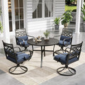 Sophia and William Swivel Outdoor Patio Dining Set for 4, Outdoor Table and Chairs, Removable Seat Cushions, Black 42" Round Patio Dining Table,Blue