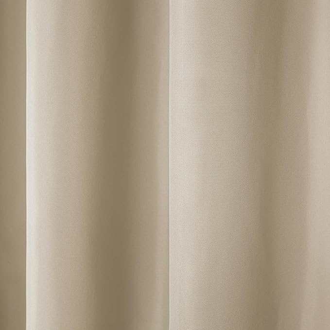 TOWN & COUNTRY BASICS Cabana Solid Heavyweight Indoor Outdoor Curtains, Light Filtering Opacity with Grommet Top, Water Repellent, 2-Pack Set, 54"x84", Taupe