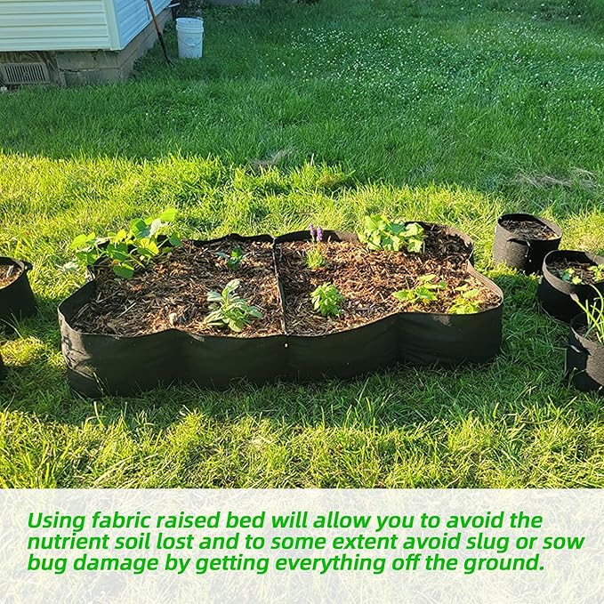 CJGQ Fabric Raised Garden Bed, 128 Gallon 8 Grids Plant Grow Bags, 3x6FT Planter Raised Beds for Growing Vegetables Potatoes Flowers, Rectangle Planting Container for Outdoor Gardening